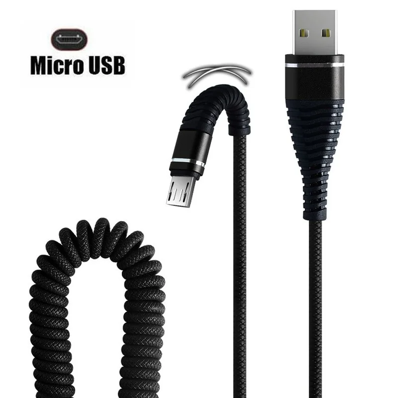 iphone hdmi to tv Retractable Spring Data Cable Micro Retractable Cable Is Suitable for IPhone/type-c/micro Android Mobile Phone Charging Cable android phone charger cord