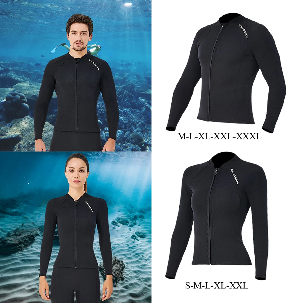 2mm Long Sleeve Wetsuit High Elasticity Stitching Warm Easy Stretch Neoprene Wet Suit for Men Women Front Zipper Surf Snorkeling