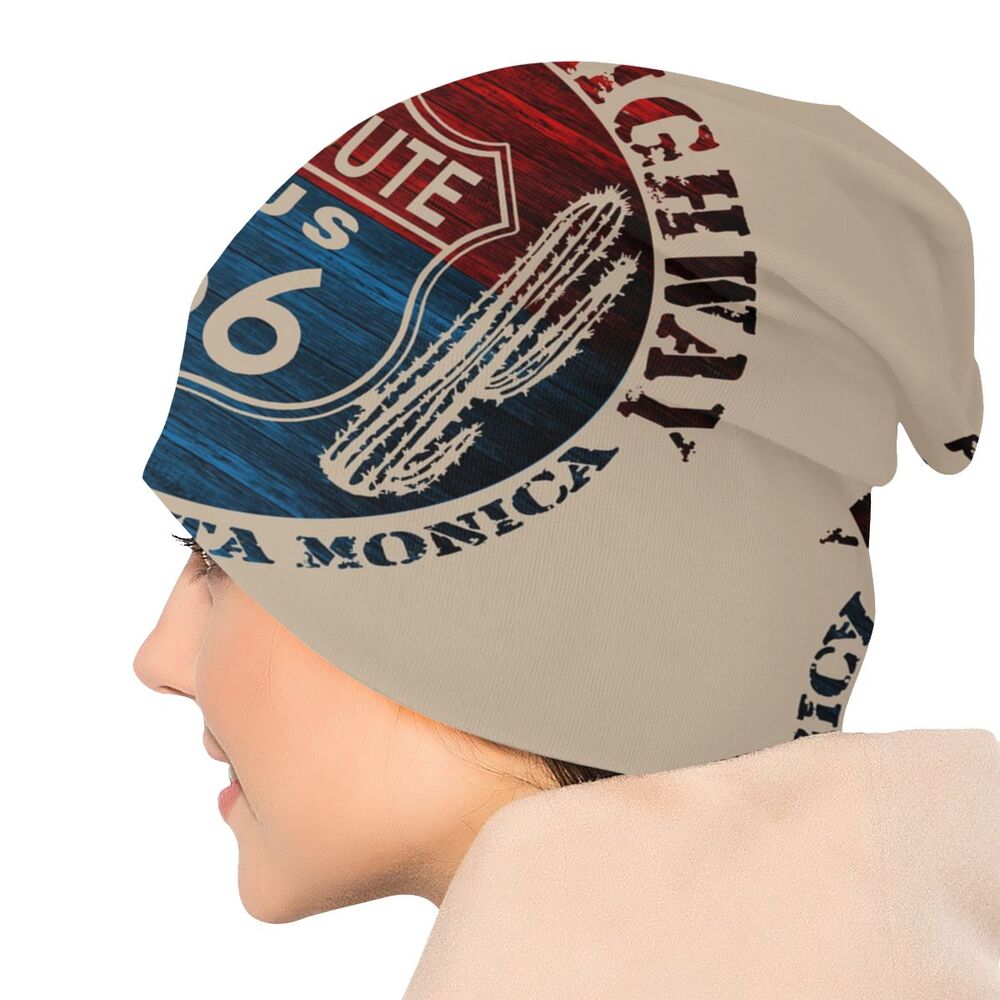Benutzerdefinierte Hip Hop Winter warme Strickmützen Unisex Erwachsene Route 66 America Road Vintage Trip Skullies Beanies Caps Motorhaube Hüte – Detail 5