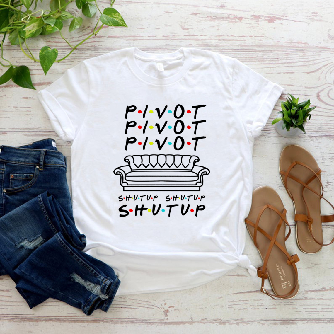 Pivot Shut Up Shirt Pivot Friends TV Show T-Shirts Harajukut Streetwear Damen Top Casual Plus Size Friends Graphic Tees – Detail 8
