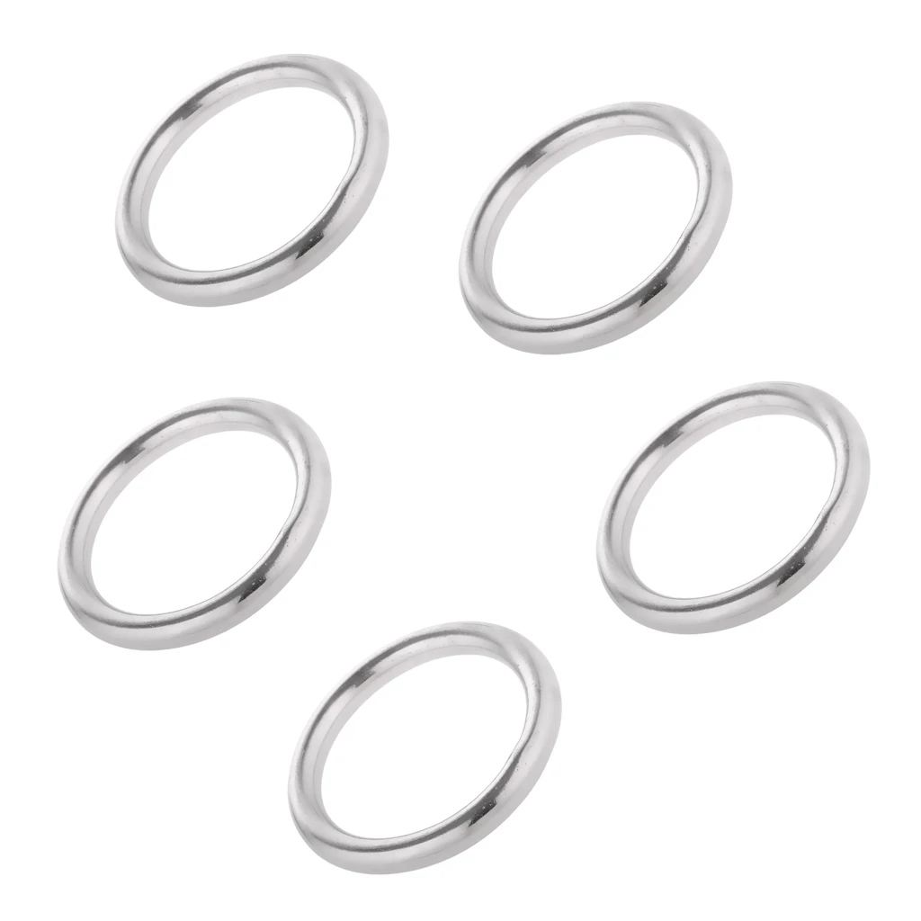 5-set Polished 304 Steel Round O Rings Marine Boat Welded 15/ 20/ 25/ 30/ 35mm