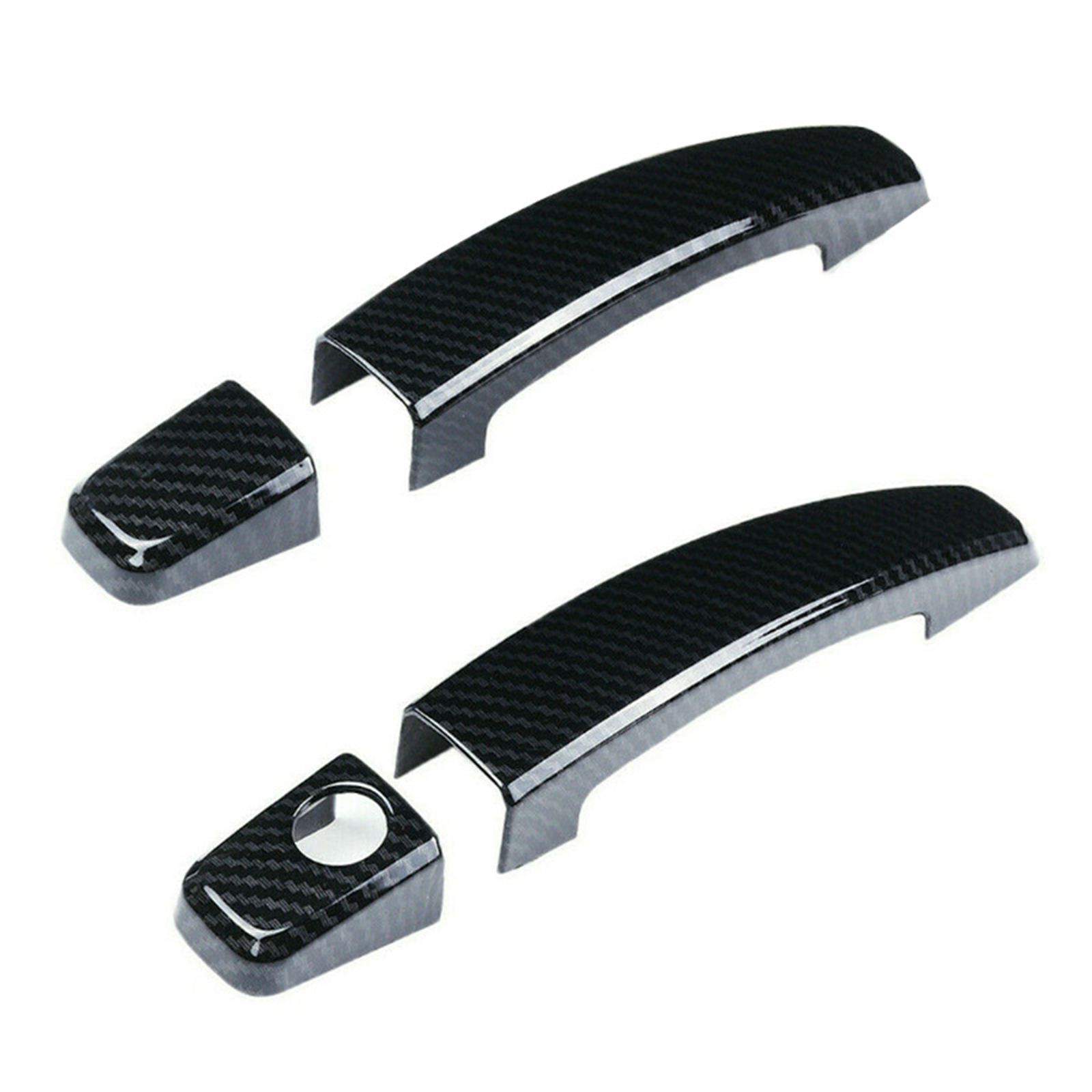 Glossy Carbon Fiber Texture Door Handle Covers for Chevrolet Camaro 2010-2015 Driver + Passenger Side