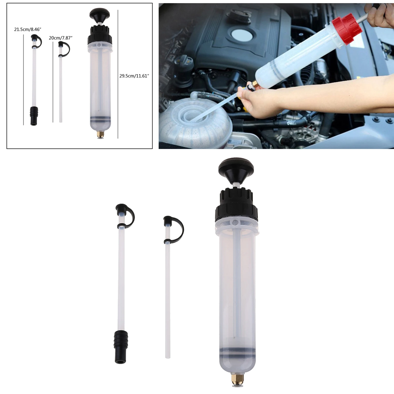 200cc Car Oil Suction Fluid Extractor Set Filling Syringe Bottle Extraction Manual Pump Tool