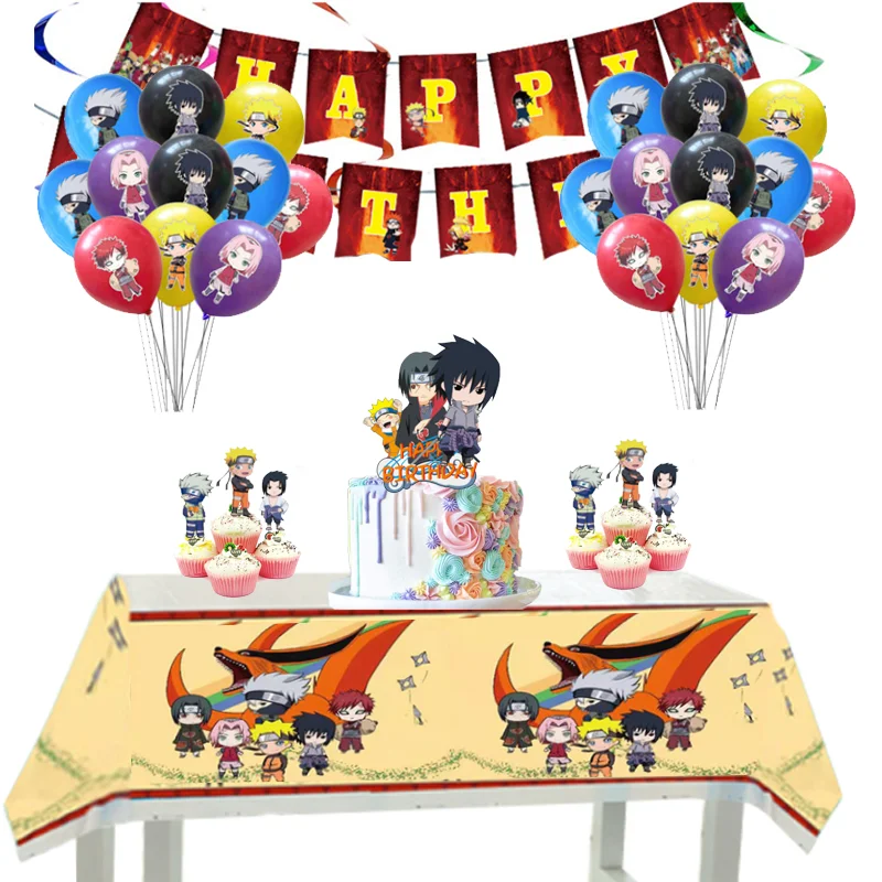 49PCS Narutode Fiesta Temática-Party Supplies Juego de Decoración Happy Birthday Party Vajilla para Cumpleaños Cartoon Anime Theme Artículos para Fiesta de Cumpleaños 