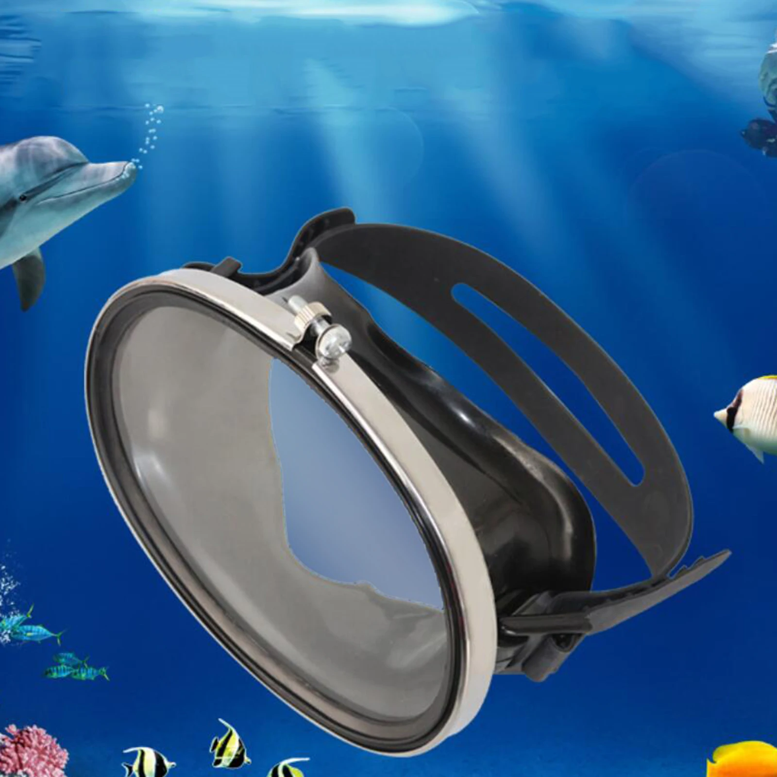 Classic Oval Diving Mask Scuba Diving & Spearfishing Anti-Fog Single Lens Goggles Glasses with Silicone Strap for Adult