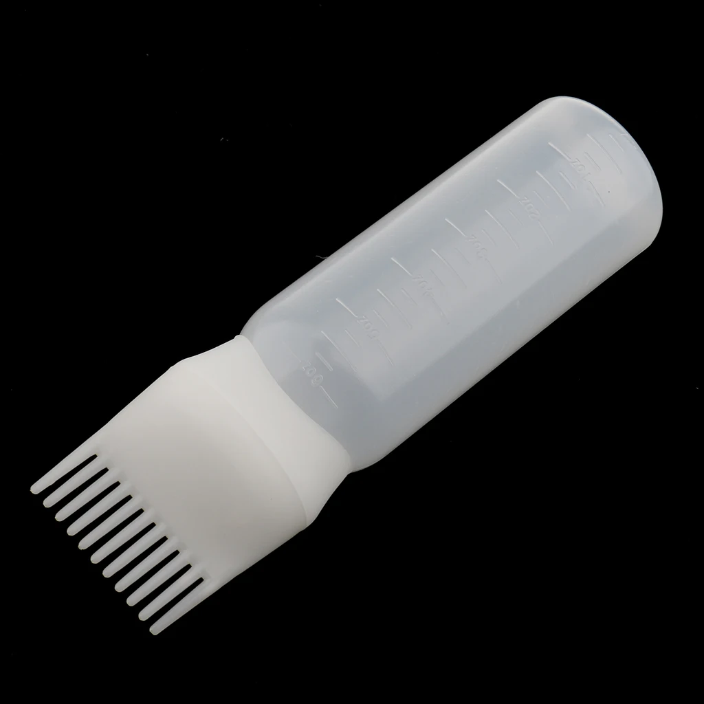 Empty  Comb Applicator Bottle, 120ml with Graduated Scale, For Hair Coloring, Dye and Scalp Treament, White Color