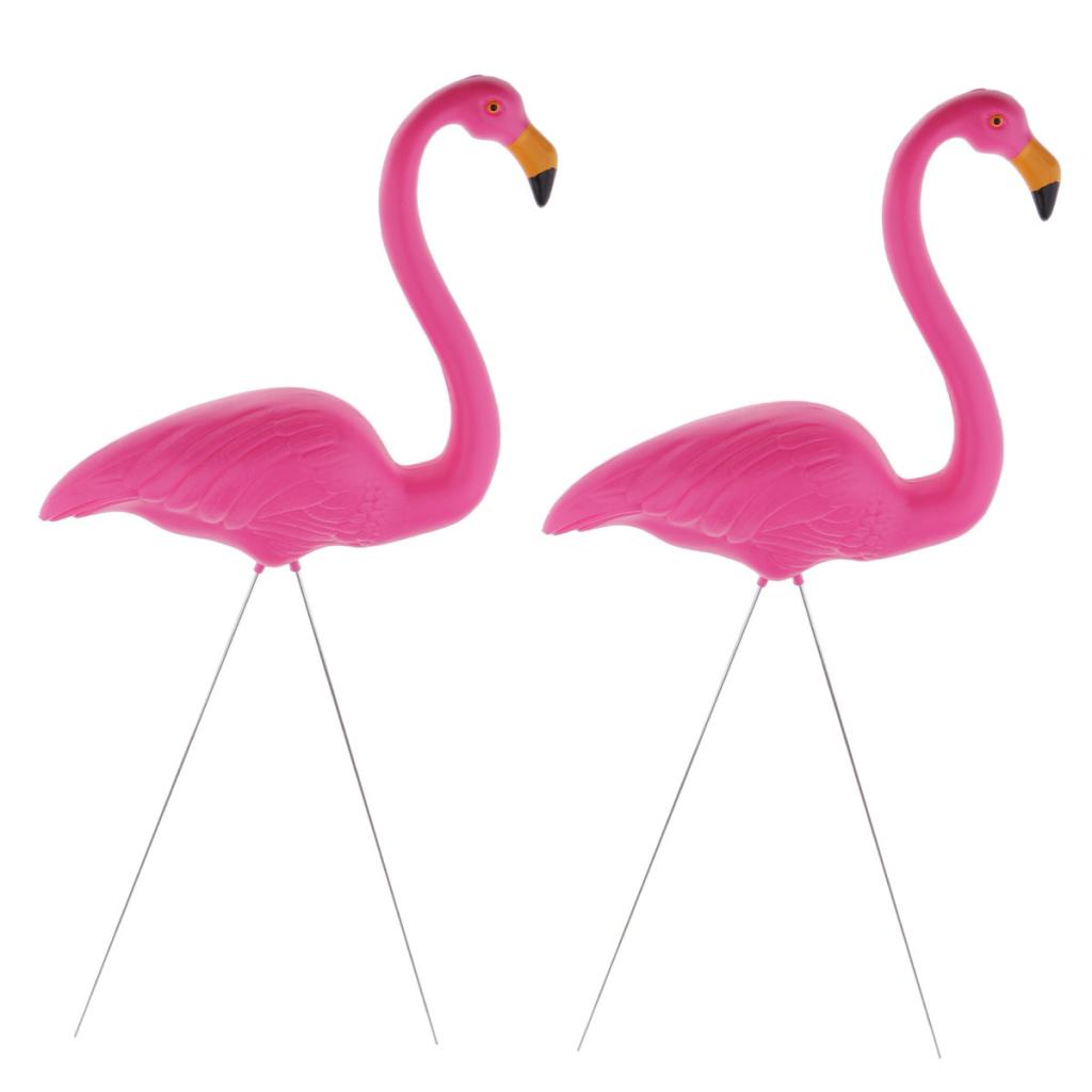 2pc Simulation Standing Flamingo Model Garden Backyard Pond Home Ornament