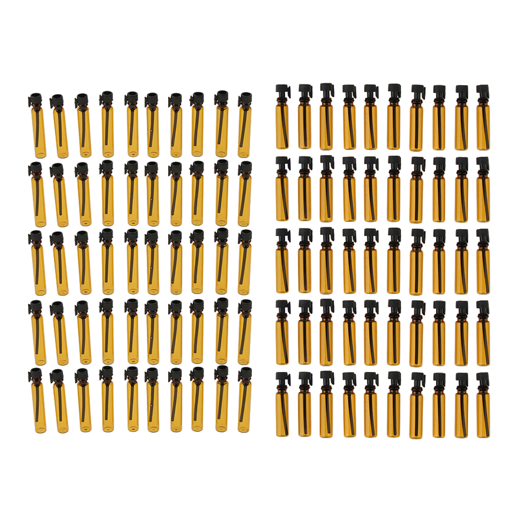 100Pcs 1/2ML Amber Empty Bottle Glass  Botlles Fragrance Vials Containers
