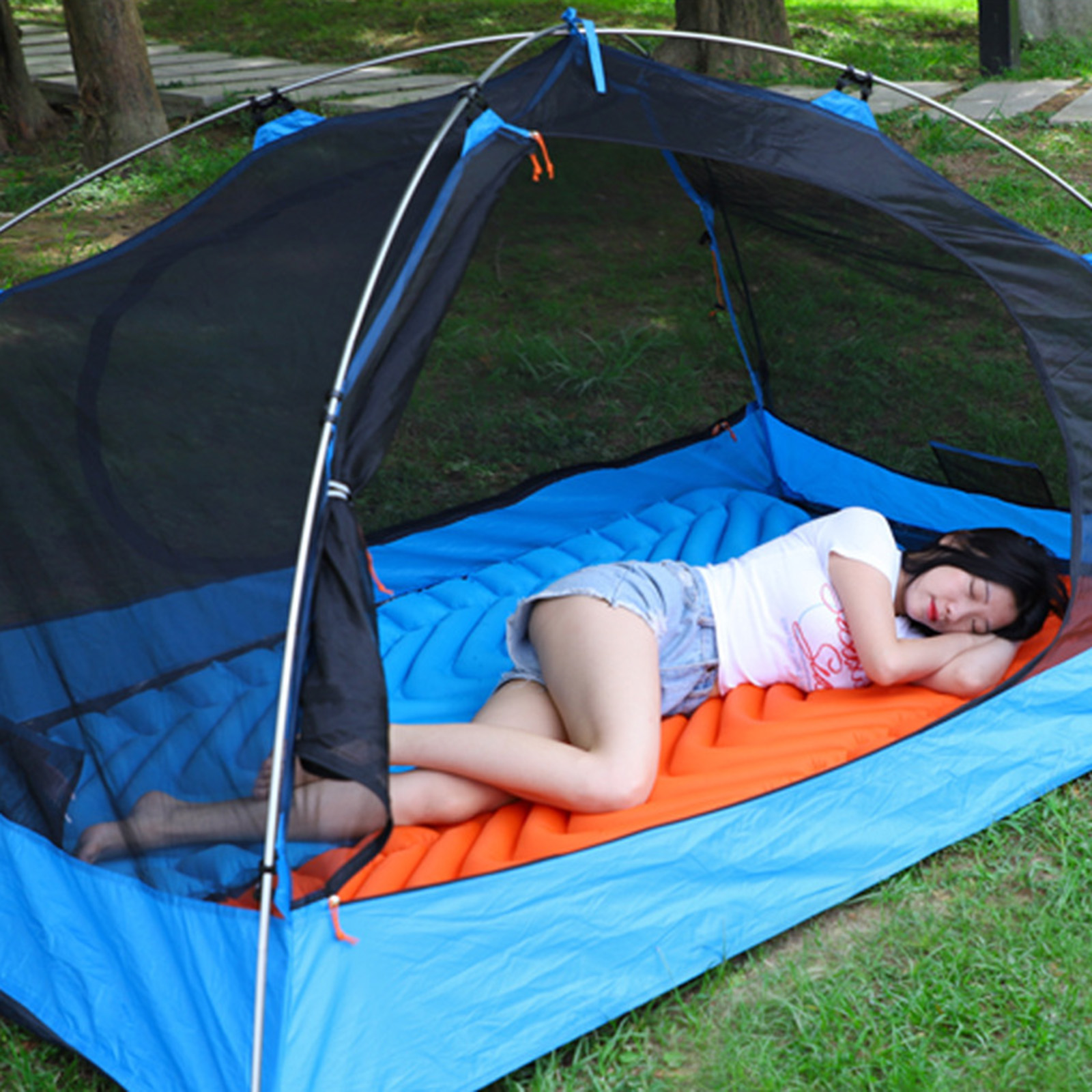 Camping Inflatable Sleeping Pad Tent Mat Travel Air Mattress Outdoor Hiking Picnic Backpacking Air Bed Folding Cushion Bed