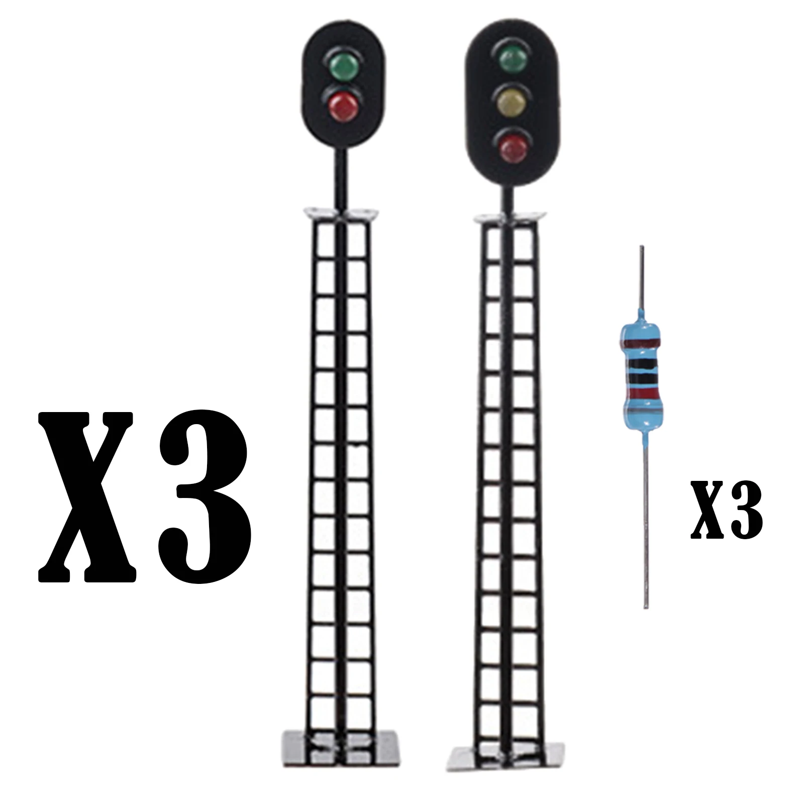 3Pcs DIY Traffic Lights 1:87 HO Scale Traffic Light Lamp Signal Light Model Architecture Street Train Model Railway Train Lamp