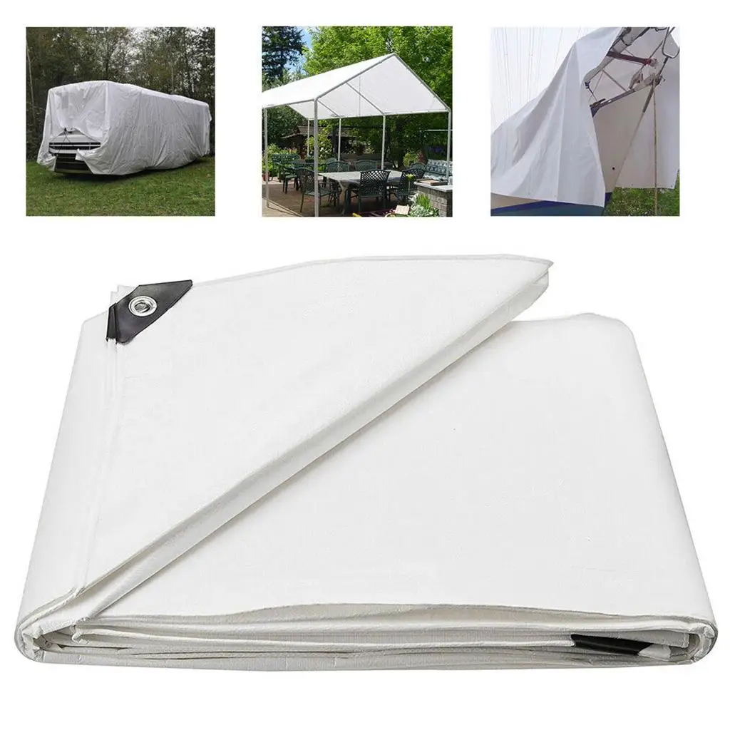90gsm Strong White Tarpaulin Army Waterproof Camping Ground Sheet & Outdoor 