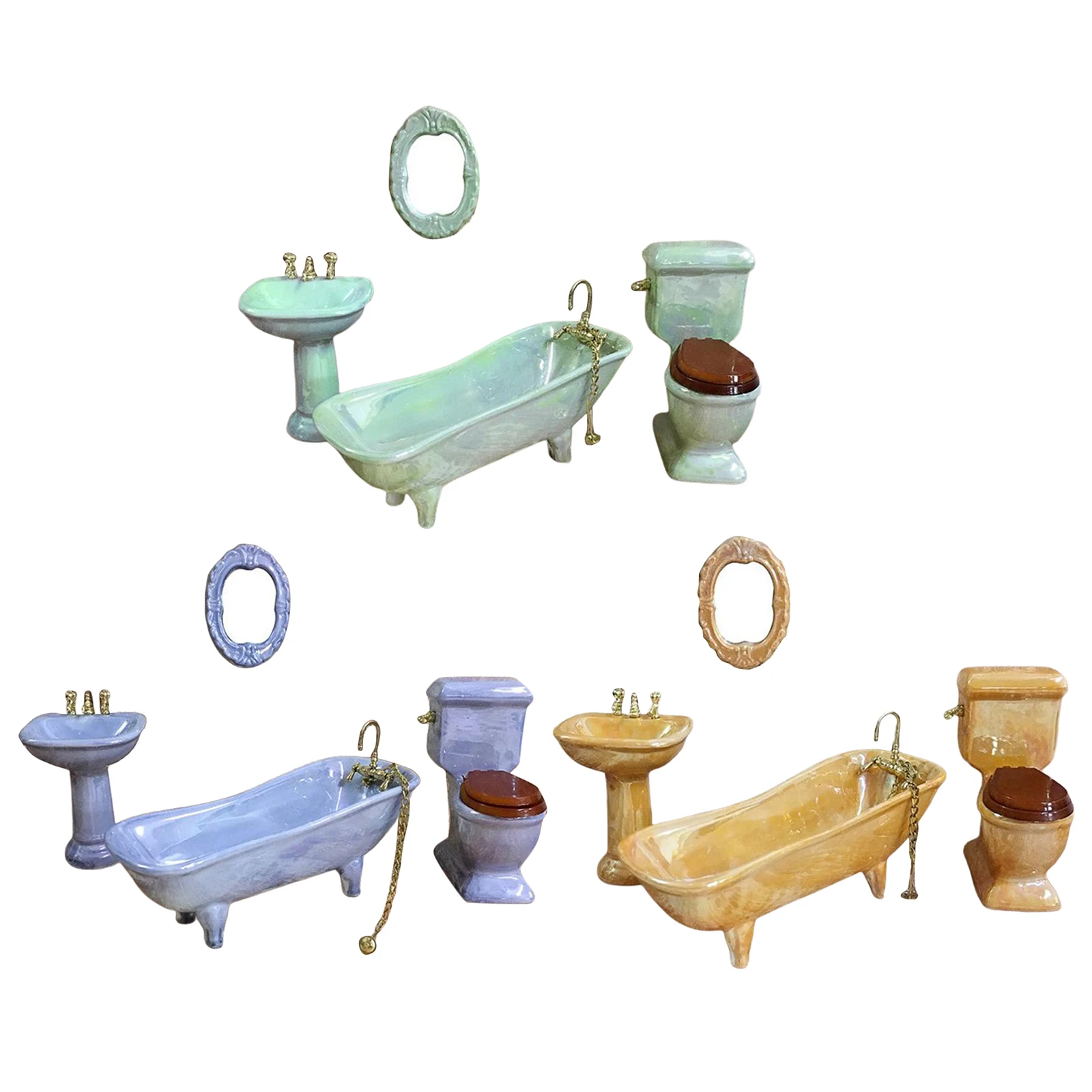 Bathroom Dolls House Accessories Play Set for Dolls Houses, Dollhouse Bathroom Furniture Set 4pcs