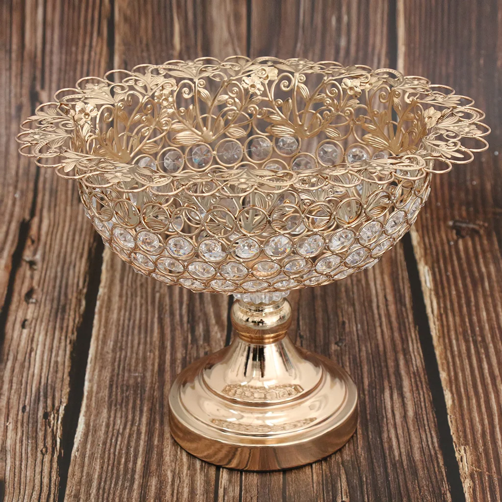 Crystal Beads Bowl Fruit Tray Banquet Table Centerpiece Snack Serving Tray