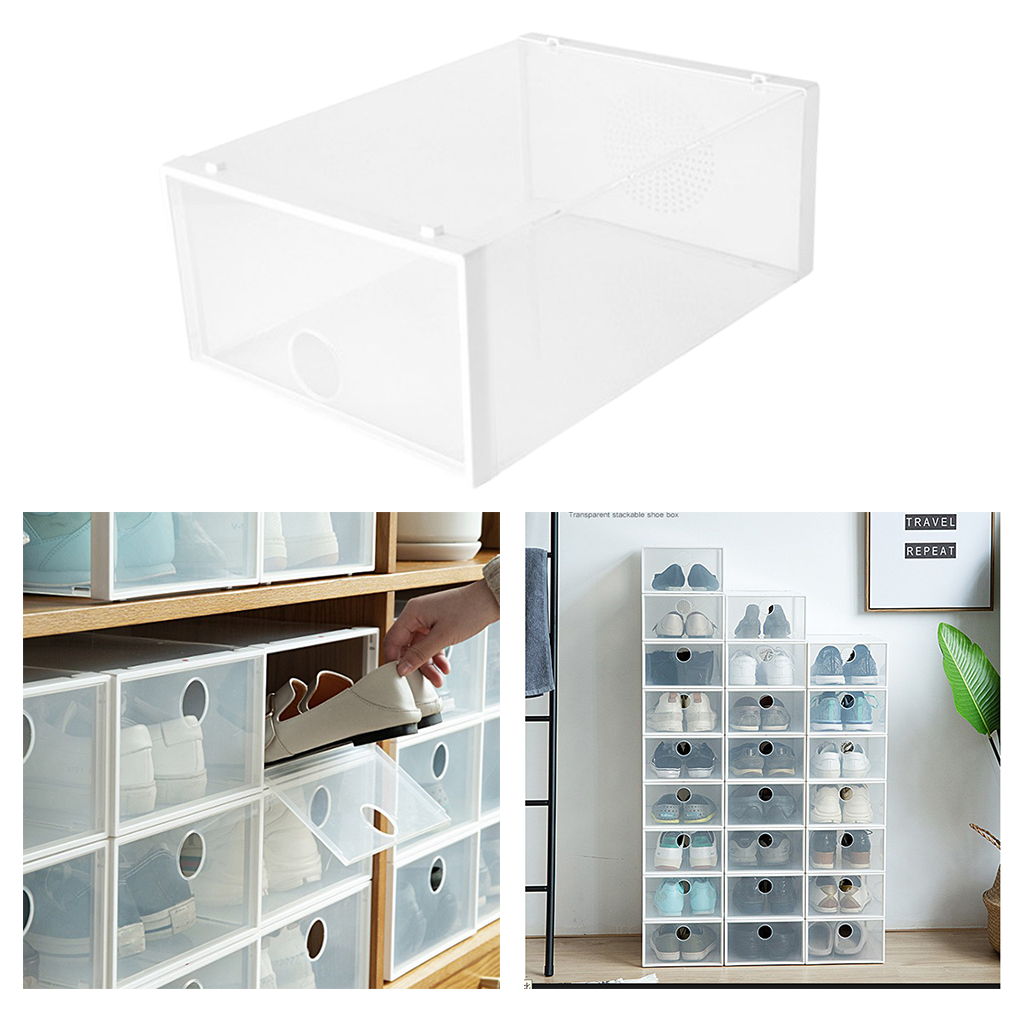 Home Dorm Closet Entryway Shoe Storage Box Clear Shoes Holder Socks Organizer