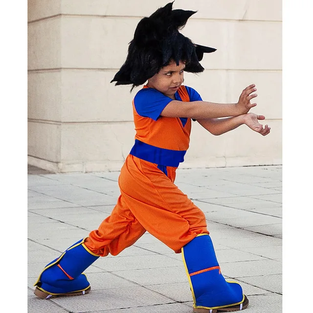 Disfraz Goku + Peluca Azul Saiyajin Cosplay Kakaroto Infantil