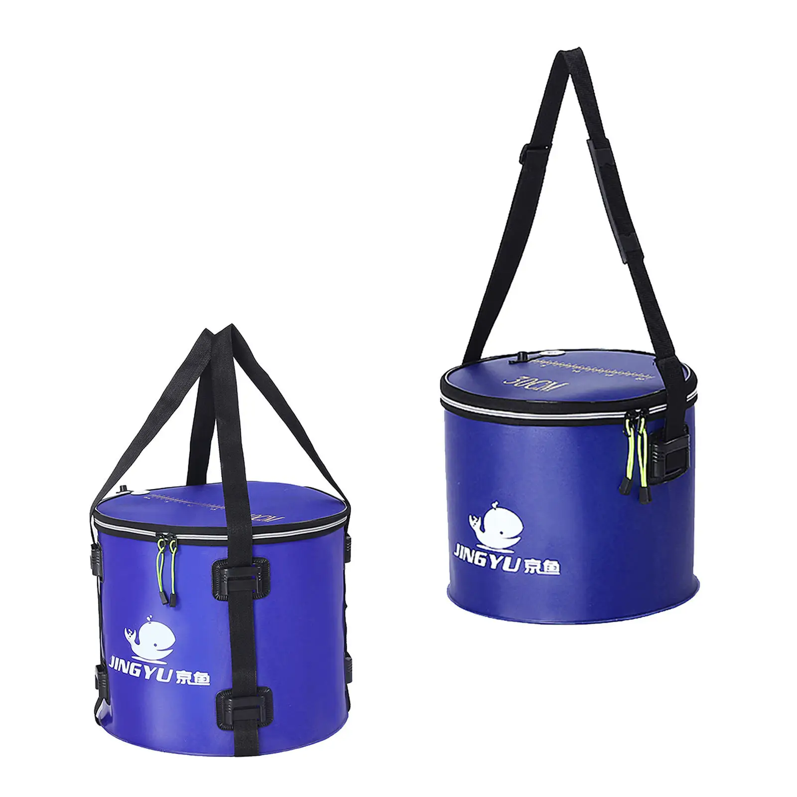 Outdoor Collapsible Fishing Bucket Water Container with Shoulder Strap Water Storage Bag for Fishing Camping BBQ