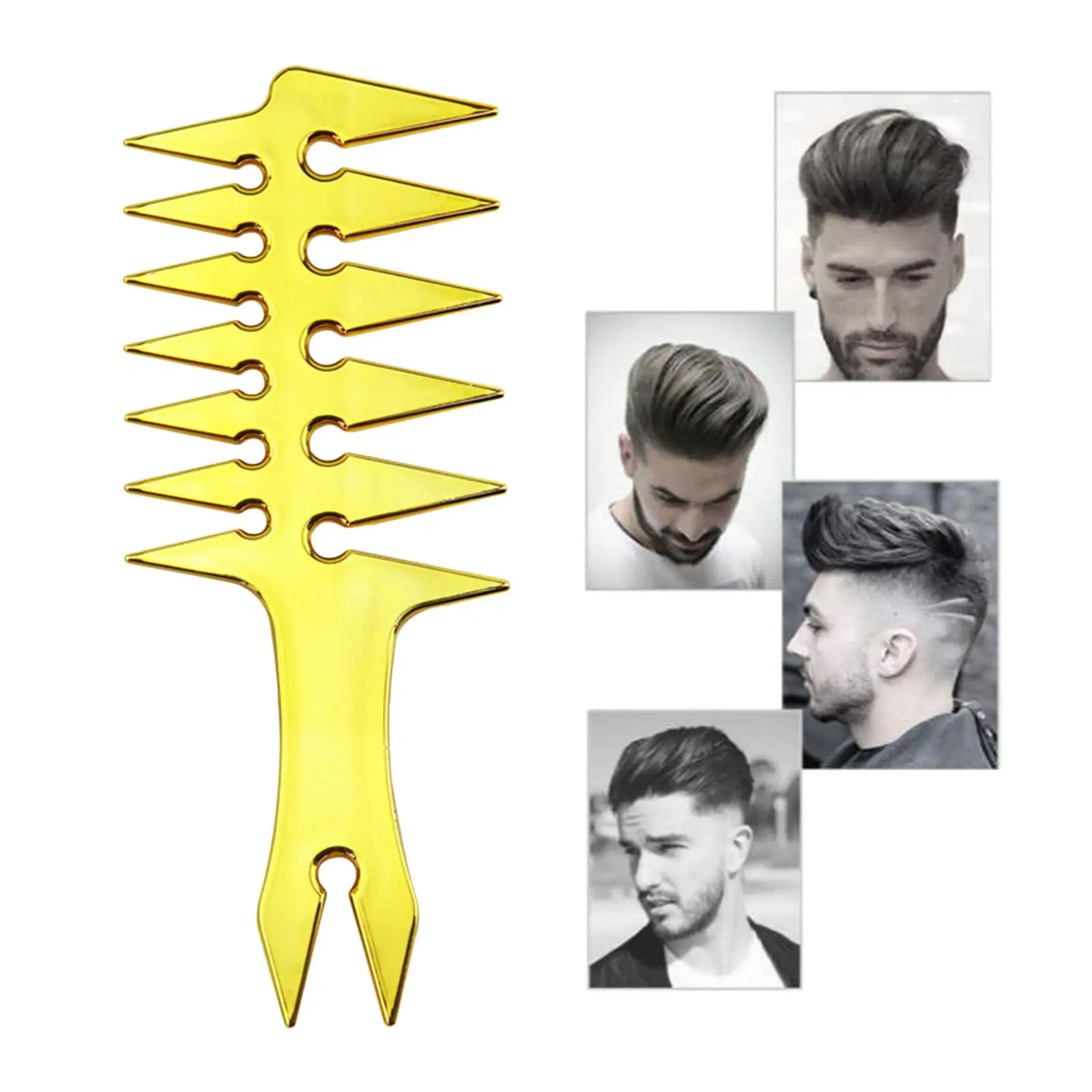 Men`s Oil Head Comb Gold Wide Tooth Fork Comb Black Large Tooth Hair Styling Comb  Detangling Curly Hair Comb Hairdressing