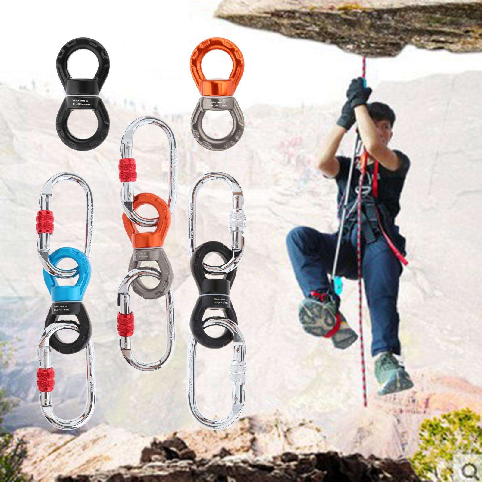 30kN Breaking Strength Carabiner Rotational Alloy Hanger Swing Swivel for Tree Swing Aerial Dance Rock Climbing Indoor Yoga