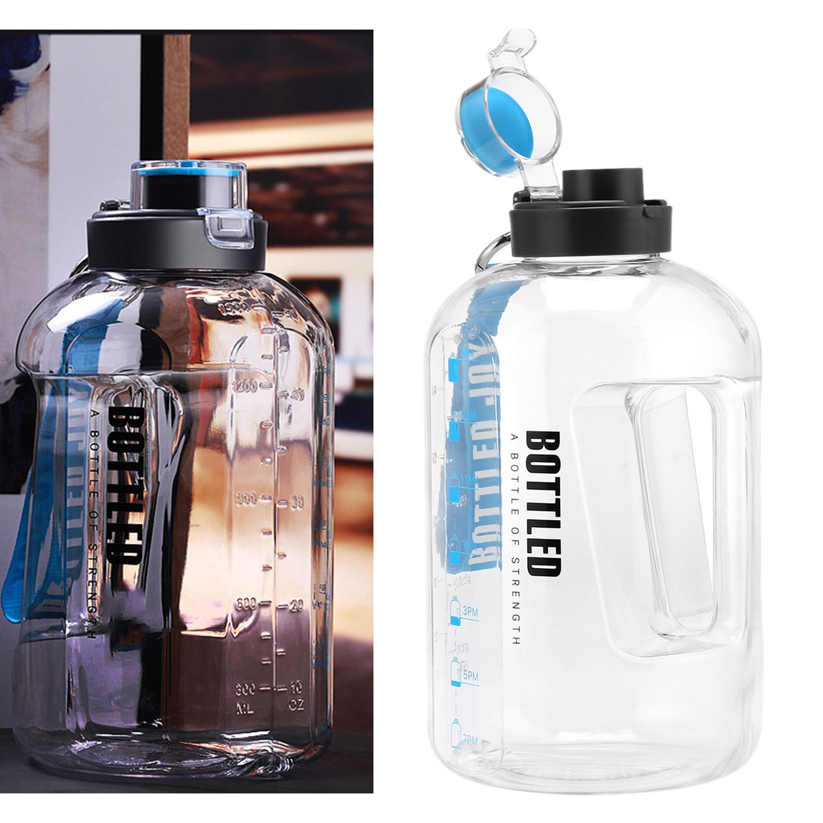 2.5L Water Bottle with Motivational Time Marker Leak-Proof Water Jug for Exercise Camp Outdoor Activity