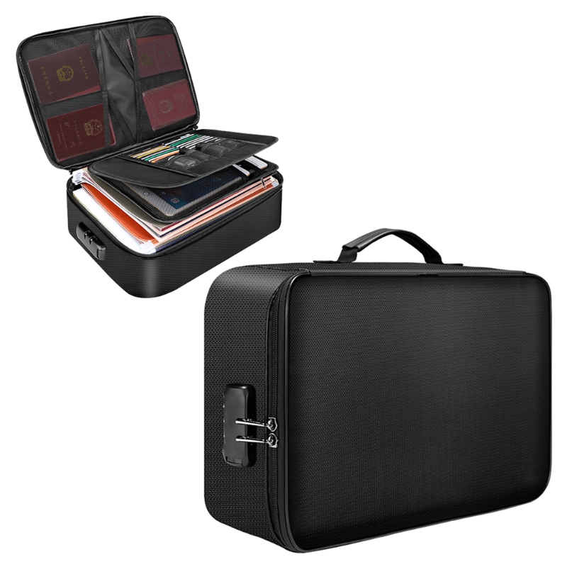 Water-Resistant Zipper File Storage Case com Lock Presentes Portable Travel