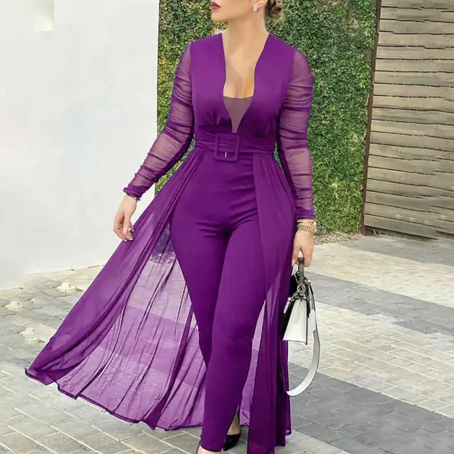 Women Fashion Elegant Long Sleeve Mesh Skinny Jumpsuits Formal Party Romper  Sheer Mesh Party Jumpsuit Dropshipping - Jumpsuits - AliExpress