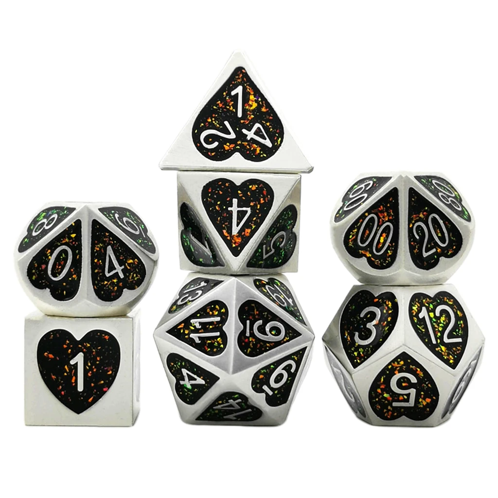 Set of 7pcs Numeral Polyhedral Dice Set for TRPG Table Games Props Toys