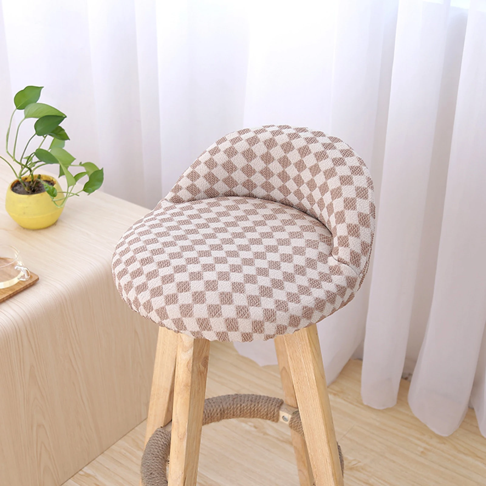 Slipcover Removable Anti-dirty Seat Chair Cover Kitchen Chair Cover Bar Stool Slipover Low Back Seat Protector Protection
