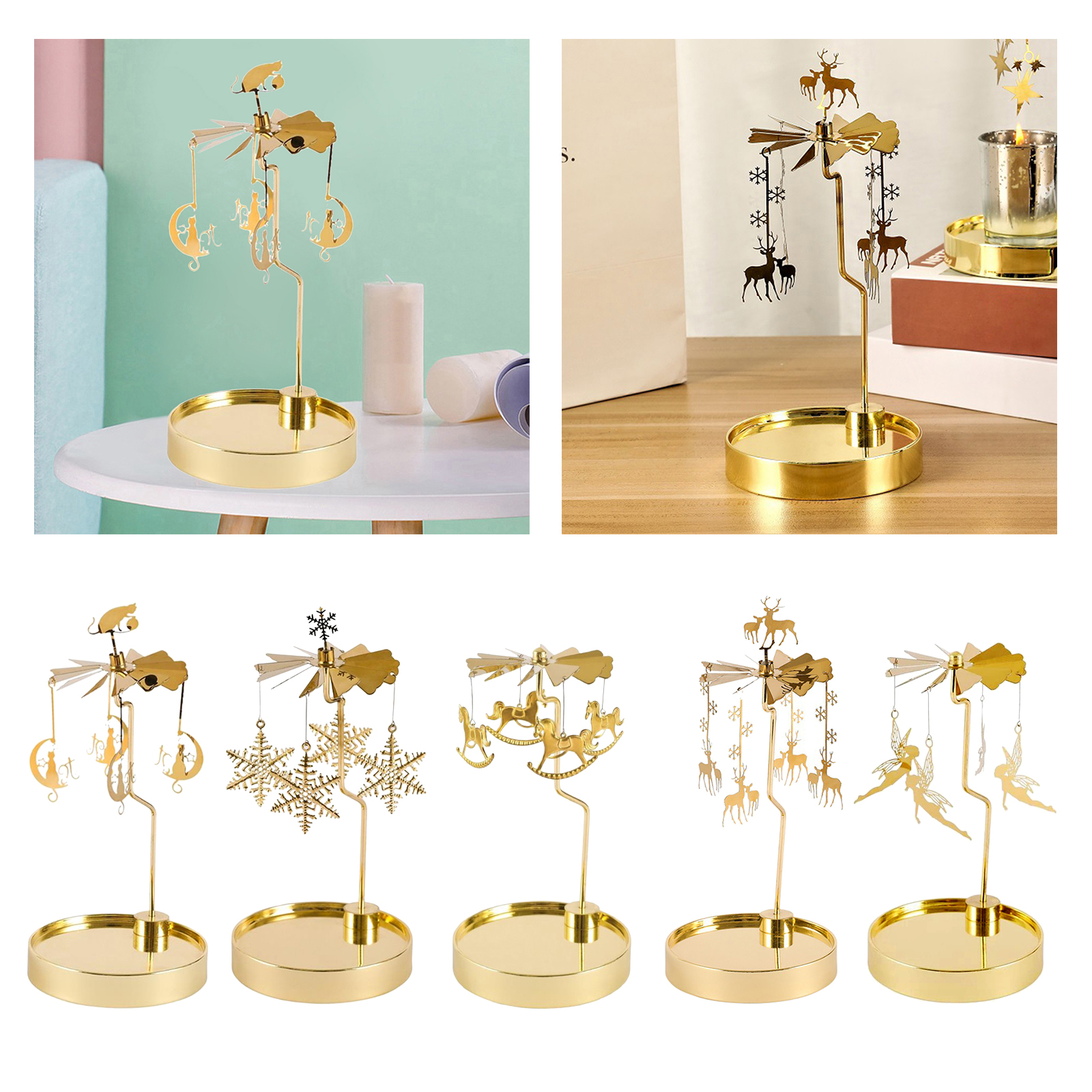 Spinning Candle Holder Holder Storage Home Candlestick for Party Decor Gift