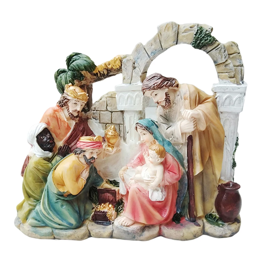 Nativity Figurines Jesus Statue Figure Decoration Room Church Desktop Decor