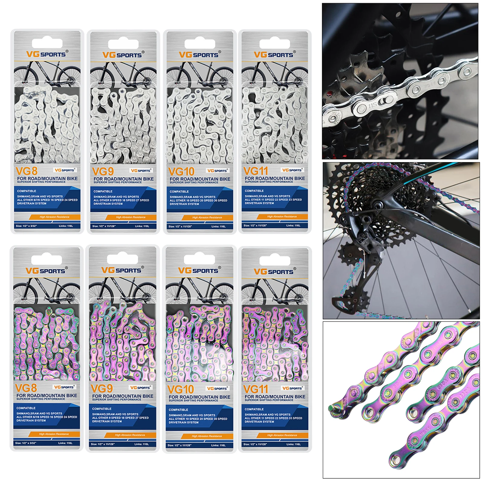 Bike Chain Strong Compact Structure Bicycle Chain for Road Bike MTB Racing Cycling