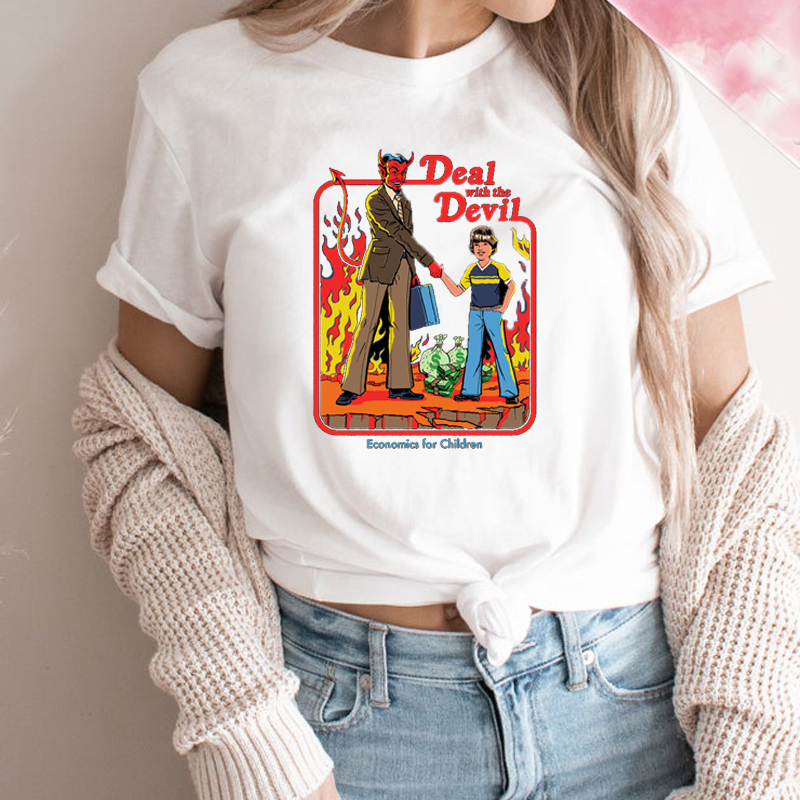 Deal with The Devil Women Tshirts Funny 