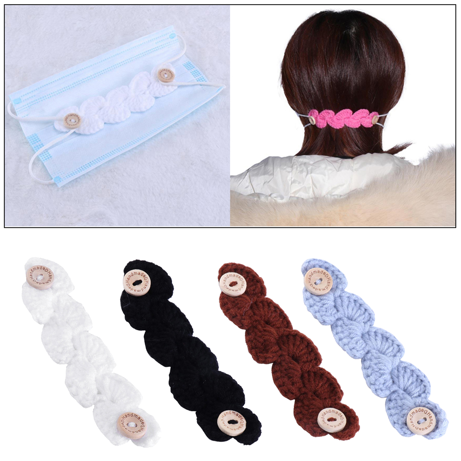 10x Crocheted Ear Saver Back of Head for Face  Comfort  Holder  Hooks Behind Head
