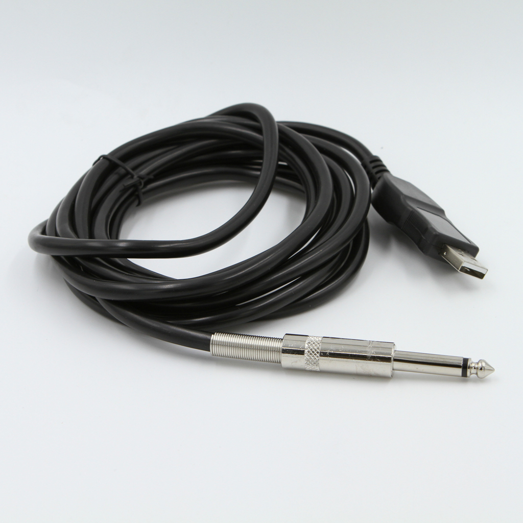 300cm Guitar Bass 1/4'' 6.3mm Jack To USB Connection Instrument Cable Adapter