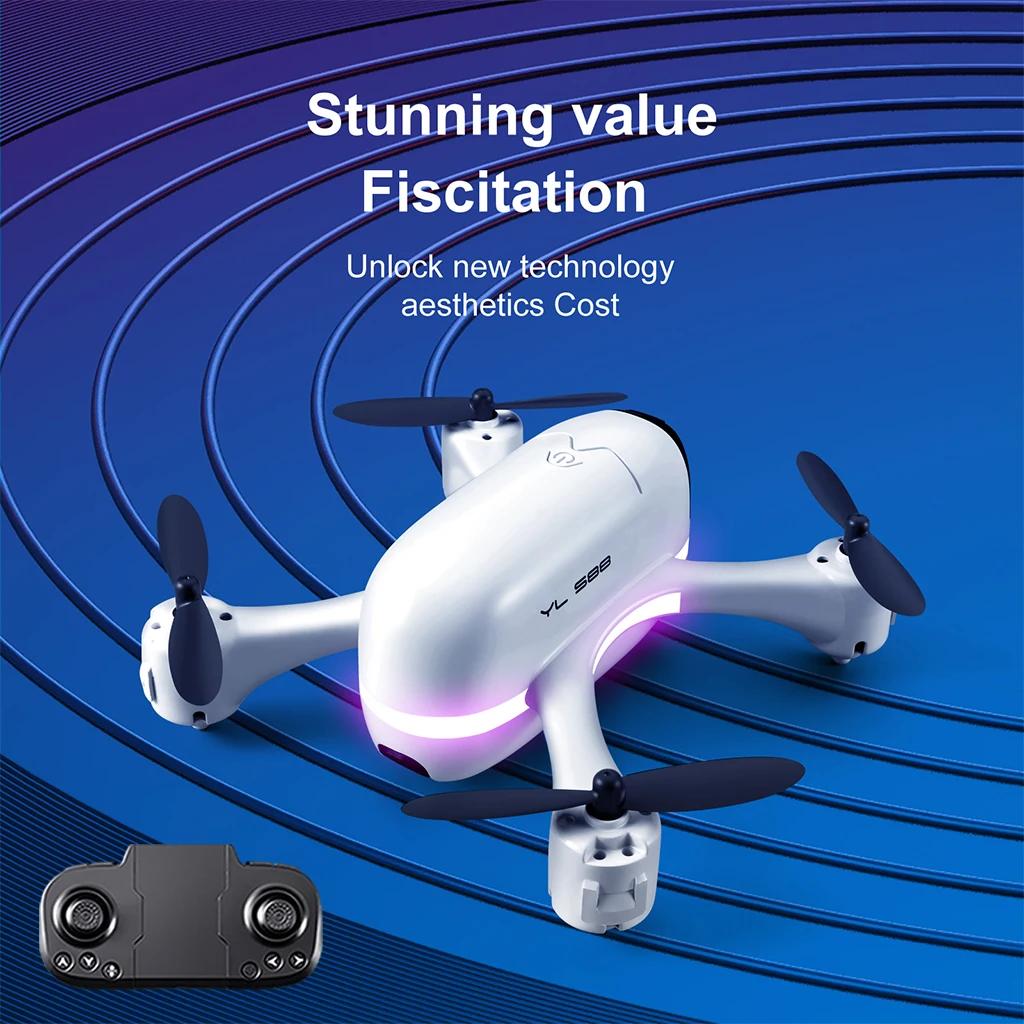 Foldable Drone 6 Axis 4 Channel WiFi RC Quadcopter with Batteries LED Cool Loght Optical Flow Positioning Altitude Hold 3D
