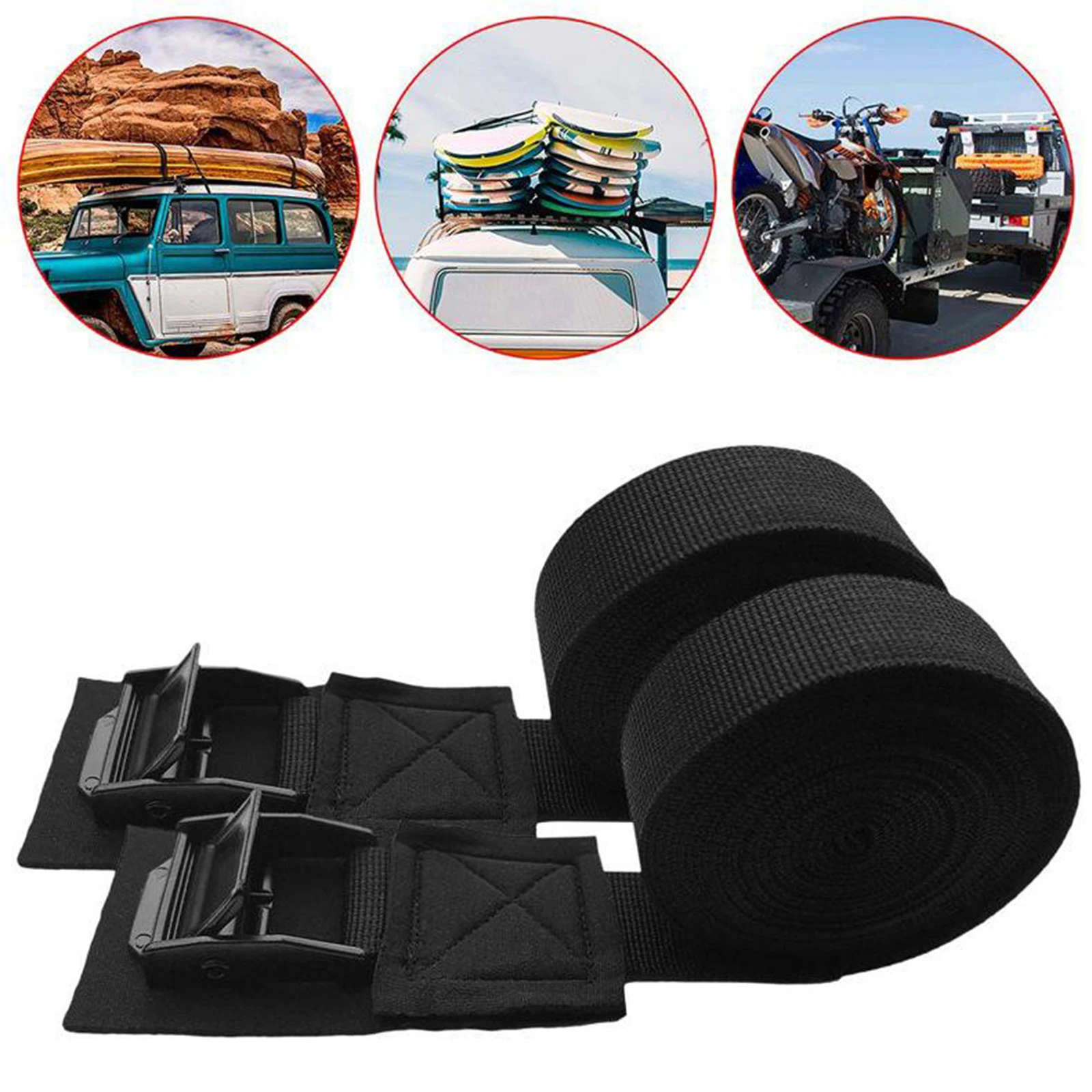 Sturdy Tie Down Strap Lashing Straps with Cam Lock Buckle, for Car Roof Rack,