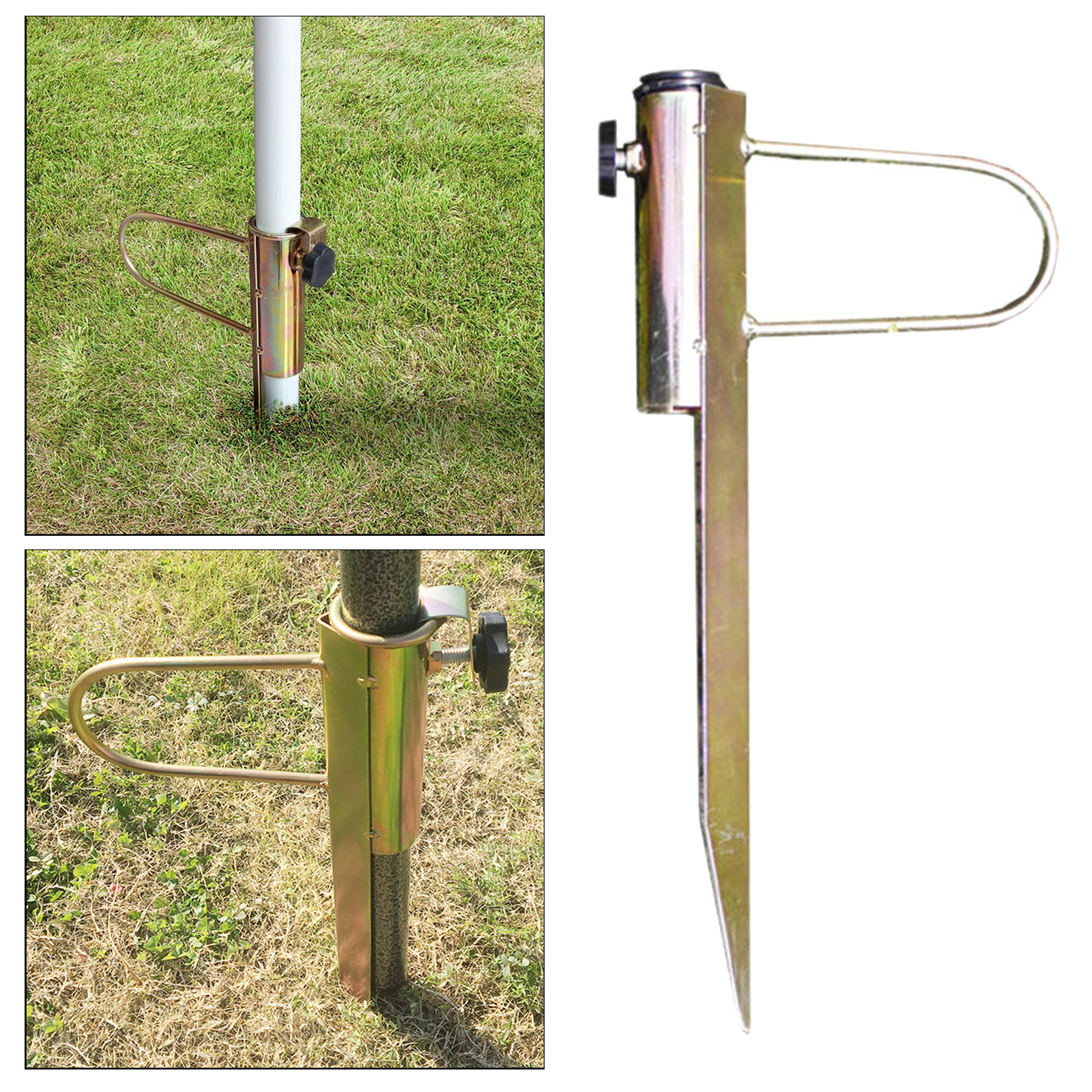Patio Umbrella Base Stand Outdoor Garden Parasol Ground Spike Holder Anchor Fit Most Umbrella Poles