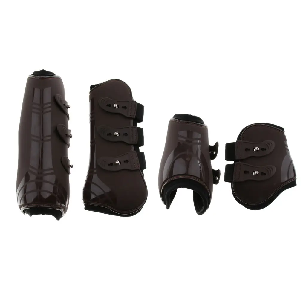 Set of 4 Horse Pony Tendon and Fetlock Boots, Equine Front Rear Legs Jumping Protective Boot - Lightweight and Breathable