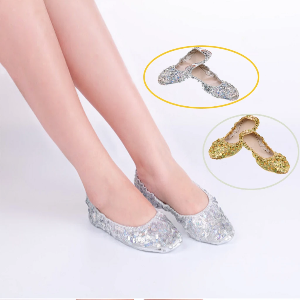 Belly Dance Performance Shoes Training Shoes Practice Shoes Golden/Silver