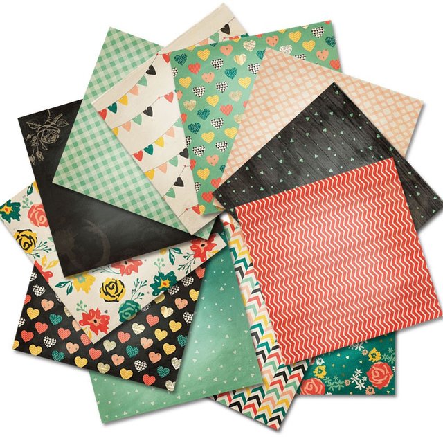 12 Feuilles Papier Scrapbooking Motif Amour - Papier Déco Cartes Saint-Valentin