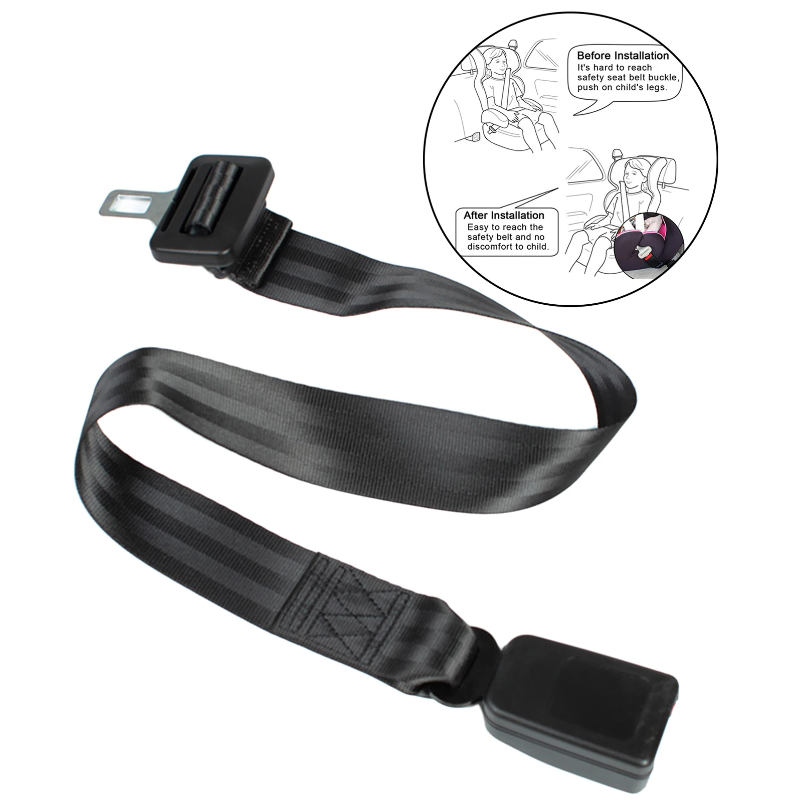 Universal Adjustable Car Seat Belt Buckles Extender 56-90CM for Baby Seat Easy to Use