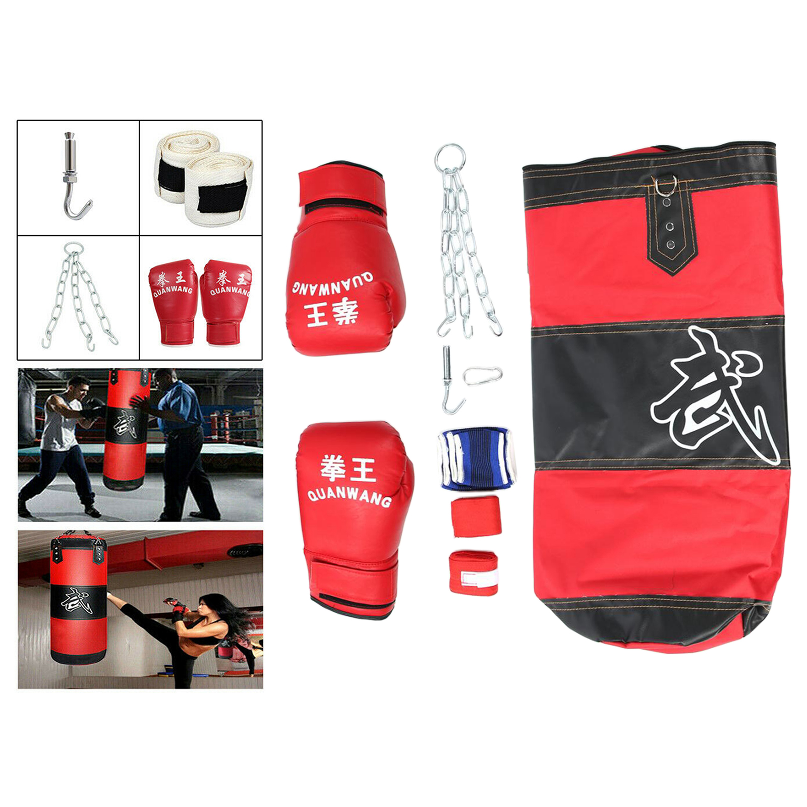 Durable Boxing Sandbag Kickboxing Training Gloves Hollow Hanging Hardware