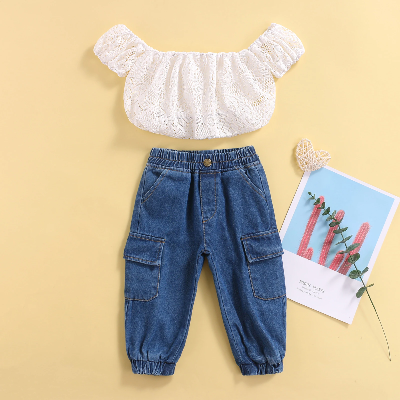 1-6Y Fashion Infant Solid Color Girl Clothing Fall Kids Lace Off ...