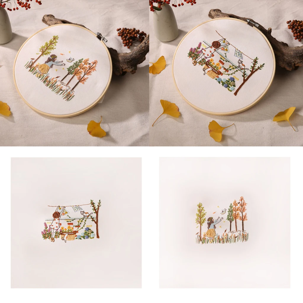 3D Embroidery Cross Stitch Kits, DIY Needlework Kit, Pre-print Patterns Home Decoration Frameless