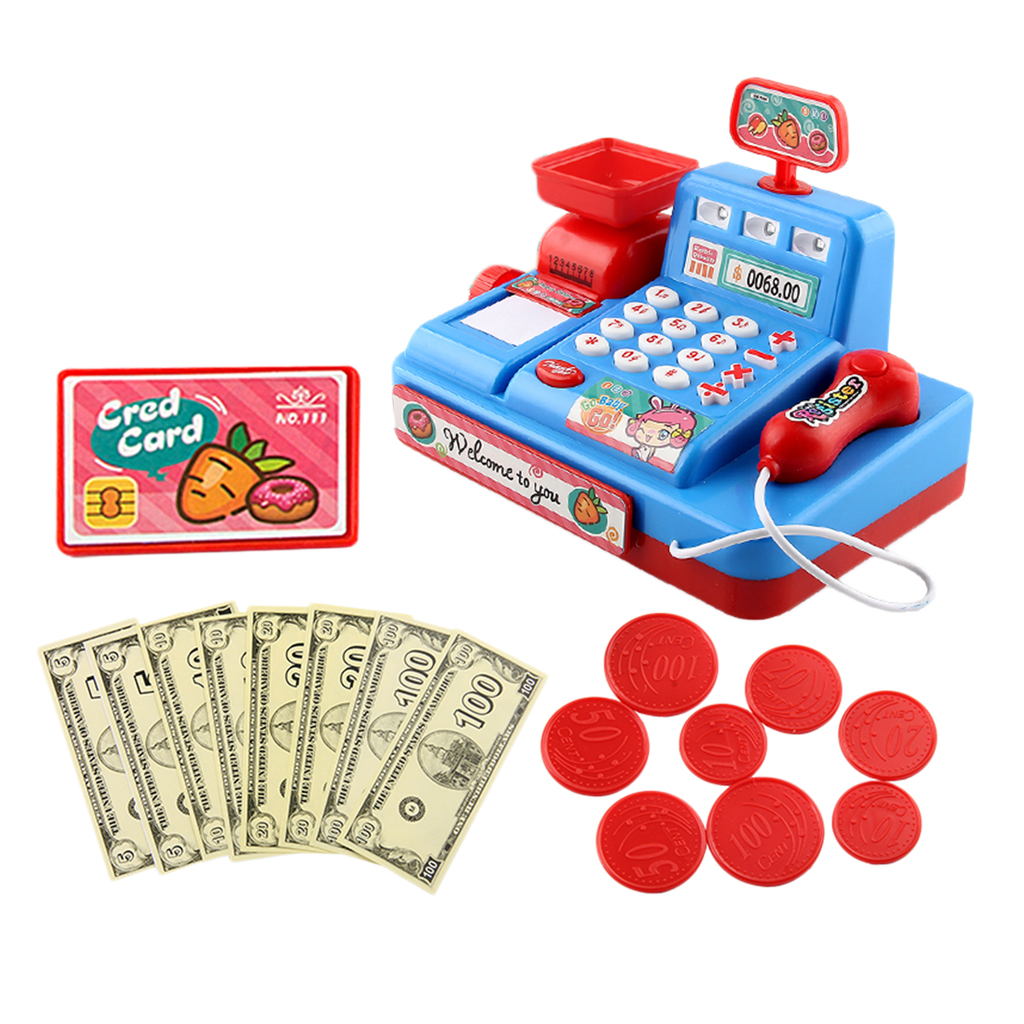 Kids Supermarket Pretend Play Set Cash Register Cashier Toys Playset