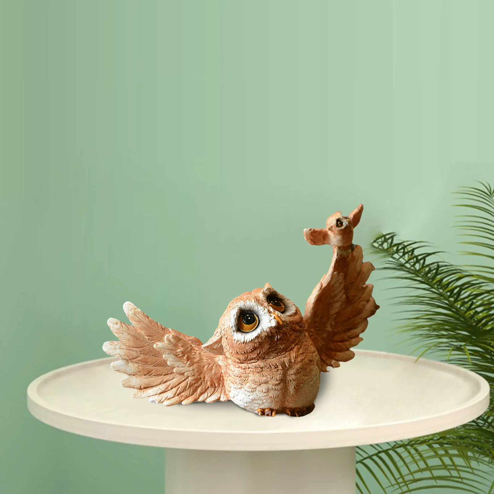 Cute Resin Owl Figurines Statue Garden Home Dollhouse Pots Decor Ornament