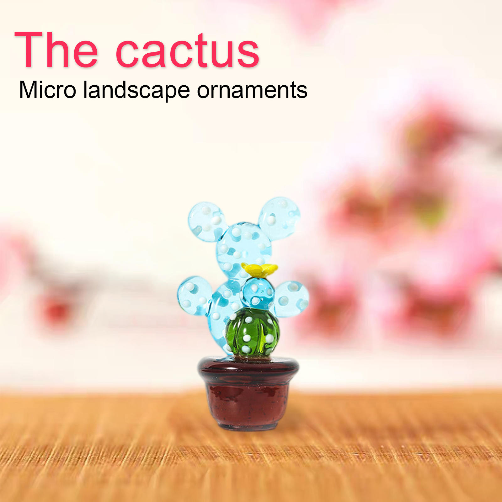 Artificial Glass Cactus Table Mini Potted Succulent Creative Desktop Decorations Tropical Plants Craft for Dining Home Garden