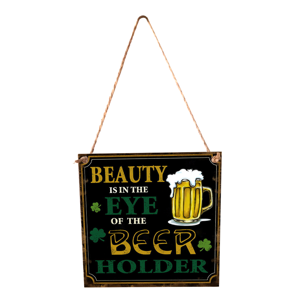 Vintage Style Wood Irish Pub Sign Kitchen Bar Hanging Wall Decor 15x15cm