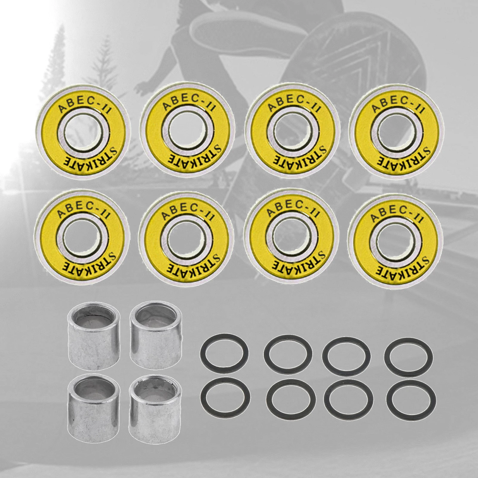 8 Pcs 608RS-ABEC 11 Bearings with Spaces and Speed Washers Set High Performance Roller Skate Scooter Skateboard