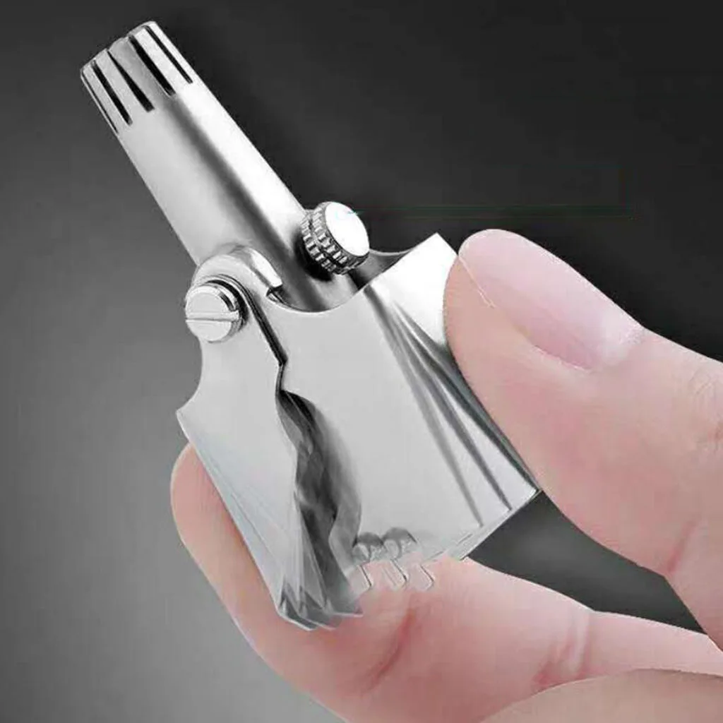 Manual / Rotary Nose Hair Trimmer, Stainless Steel Nasal Hair Clippers Scissors, Portable Travel Size