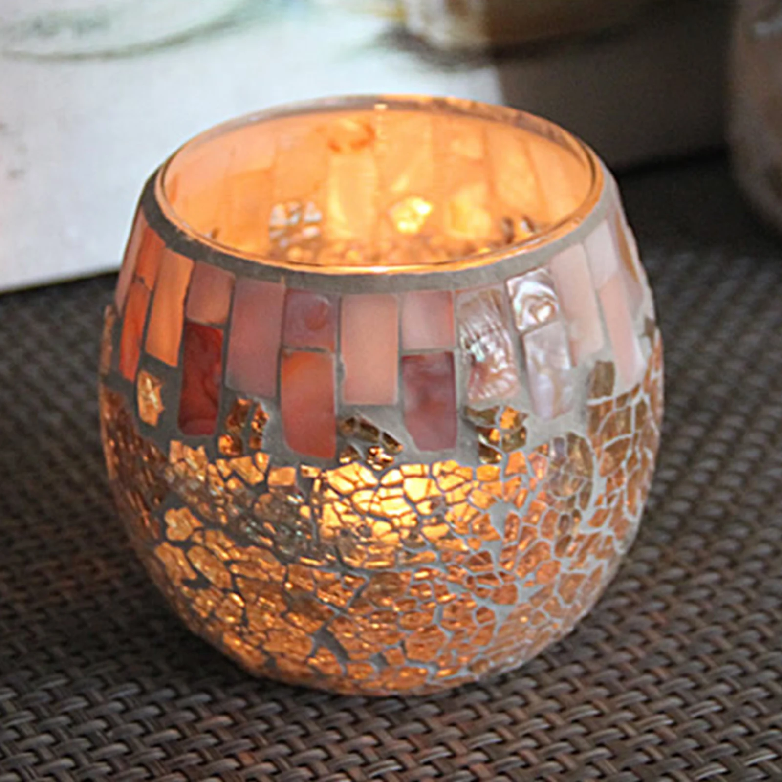 Mosaic Glass Candle Holders, Tea Light Holders Handmade Artwork Gifts for Home Decor Party Decorations